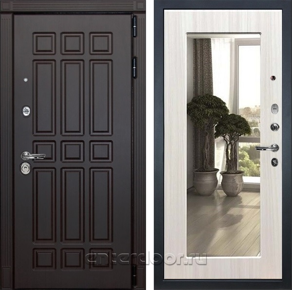 Входная металлическая дверь Лекс 8 Сенатор с зеркалом №37.1 (Венге / Сандал белый)