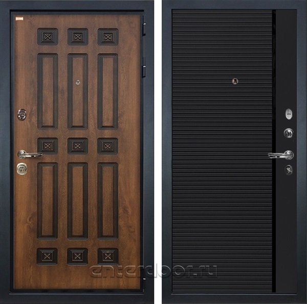 Входная металлическая дверь Лекс Гладиатор 3К №115 (Винорит Голден патина / Черный кварц)