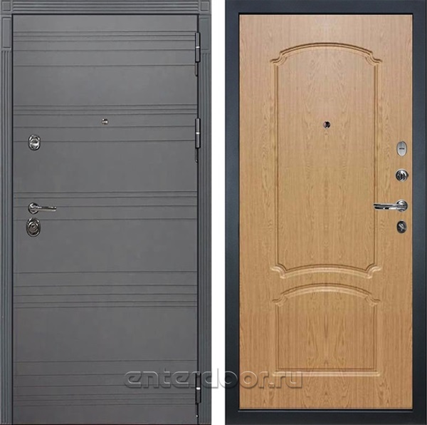 Входная металлическая дверь Лекс Сенатор 3К №16 (Софт графит / Дуб натуральный)