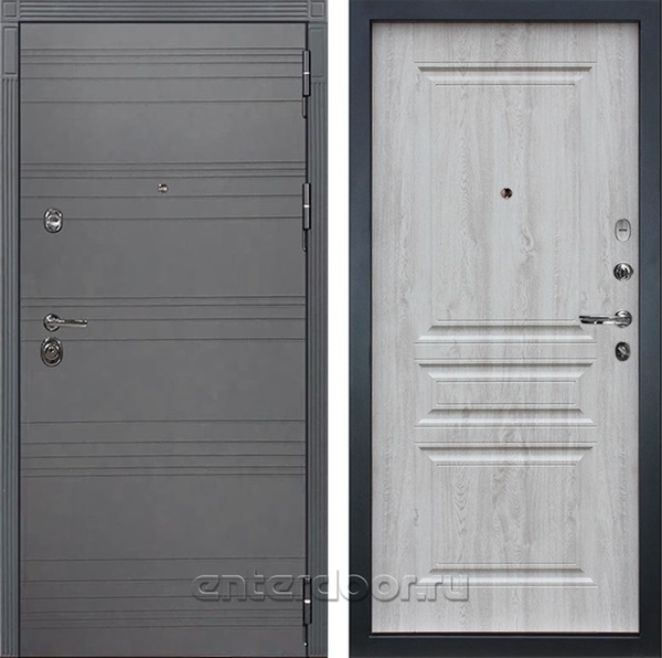 Входная металлическая дверь Лекс Сенатор 3К №110 (Софт графит / Сосна белая 50977-94)