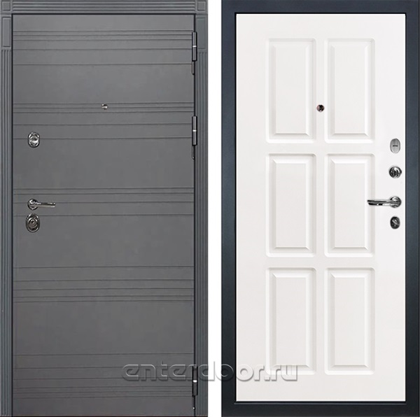 Входная металлическая дверь Лекс Сенатор 3К №85 (Софт графит / Софт белый снег)
