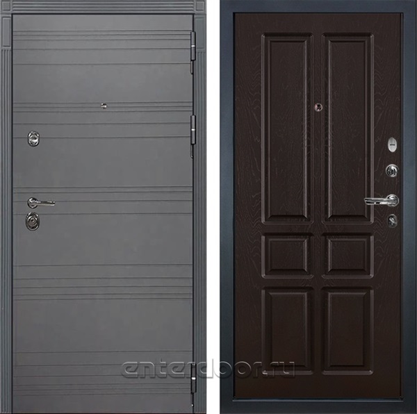 Входная металлическая дверь Лекс Сенатор 3К №86 (Софт графит / Ясень шоколад)
