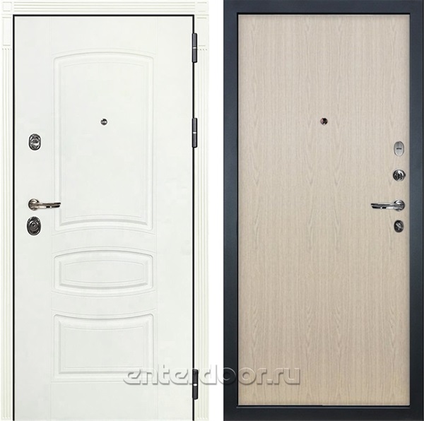 Входная металлическая дверь Лекс Сенатор 3К №1 (Белая шагрень / Беленый дуб)