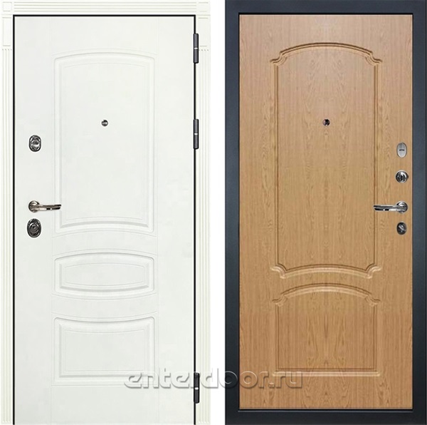 Входная металлическая дверь Лекс Сенатор 3К №16 (Белая шагрень / Дуб натуральный)