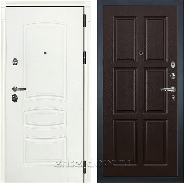 Входная металлическая дверь Лекс Сенатор 3К №84 (Белая шагрень / Ясень шоколад)