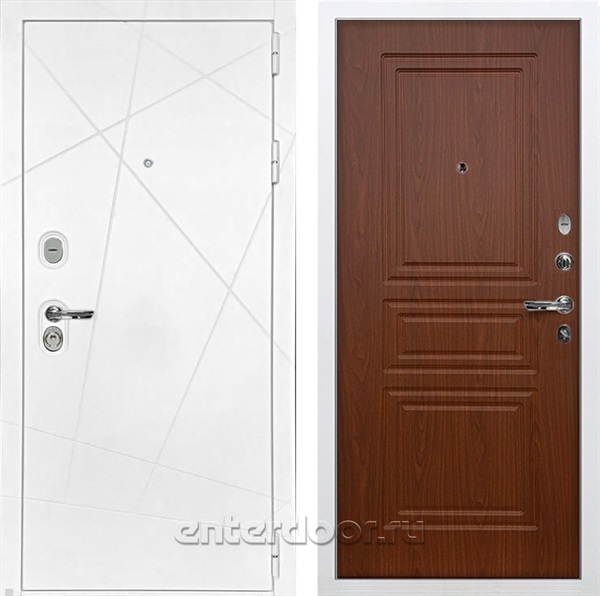 Входная дверь Соната №19 (Белая шагрень / Береза мореная) - фото 76384