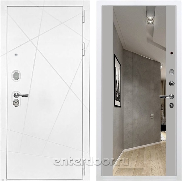 Входная дверь Соната с зеркалом №116 (Белая шагрень / Грей софт) - фото 76558
