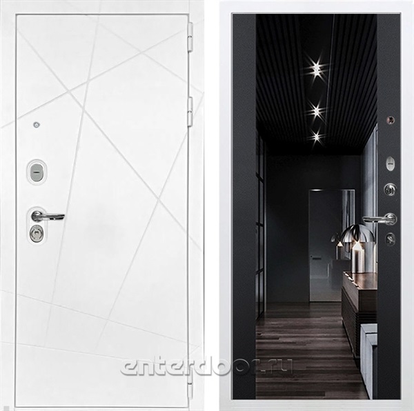Входная дверь Соната с зеркалом №117 (Белая шагрень / Чёрный кварц) - фото 76562