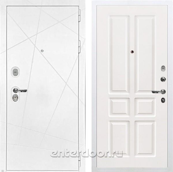 Входная дверь Соната №87 (Белая шагрень / Софт белый снег) - фото 76675