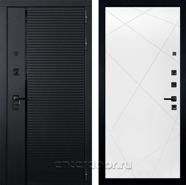 Входная металлическая дверь Лекс Гранд Рояль №103 (Черный кварц / Белая шагрень)