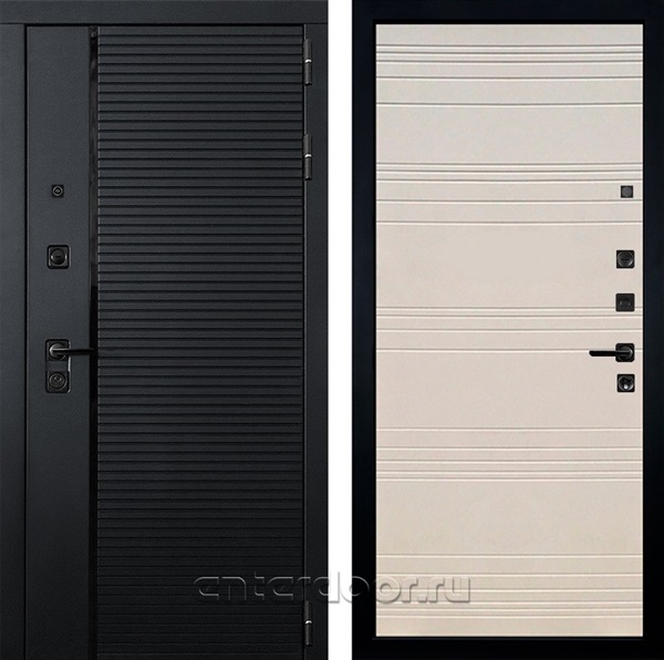 Входная металлическая дверь Лекс Гранд Рояль №63 (Черный кварц / Дуб фактурный кремовый)