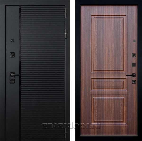 Входная металлическая дверь Лекс Гранд Рояль №108 (Черный кварц / Дуб Коньяк)