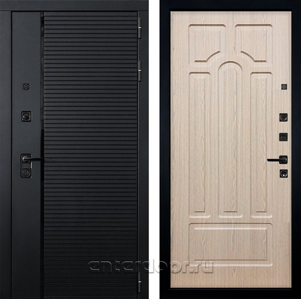 Входная металлическая дверь Лекс Гранд Рояль №25 (Черный кварц / Беленый дуб)