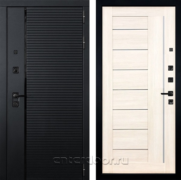 Входная металлическая дверь Лекс Гранд Рояль №38 Верджиния (Черный кварц / Беленый дуб)