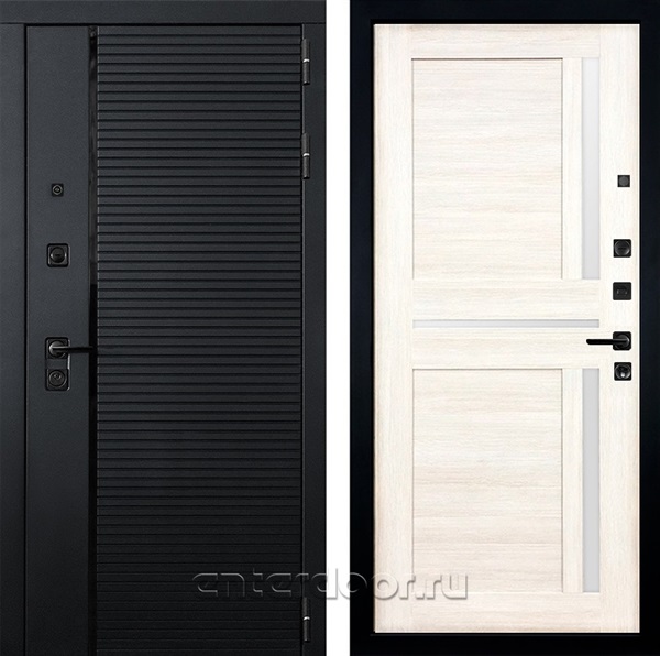 Входная металлическая дверь Лекс Гранд Рояль №47 Баджио (Черный кварц / Беленый дуб)
