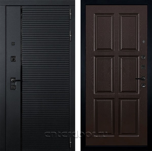 Входная металлическая дверь Лекс Гранд Рояль №84 (Черный кварц / Ясень шоколад)