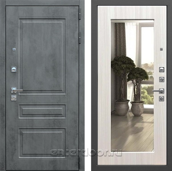 Входная дверь Соната с зеркалом №37.1 (Бетон темный / Сандал белый) - фото 77785