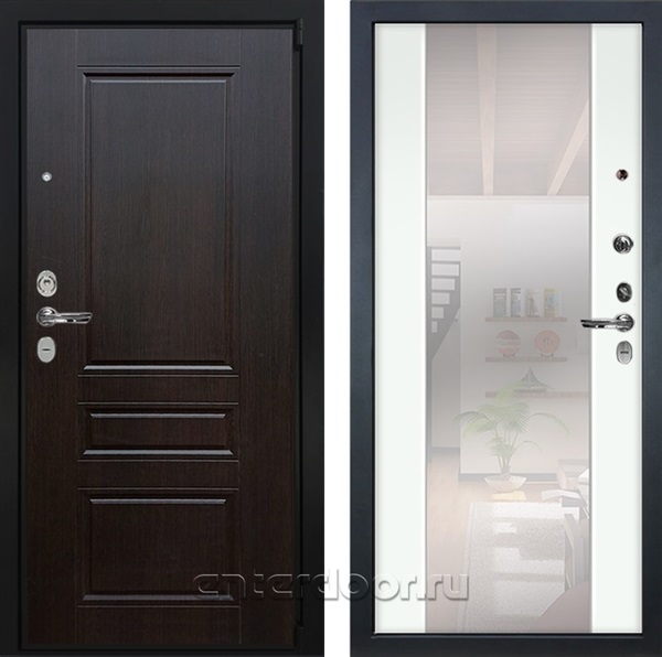 Входная металлическая дверь Лекс Бристоль с зеркалом №61 (Венге / Ясень белый)