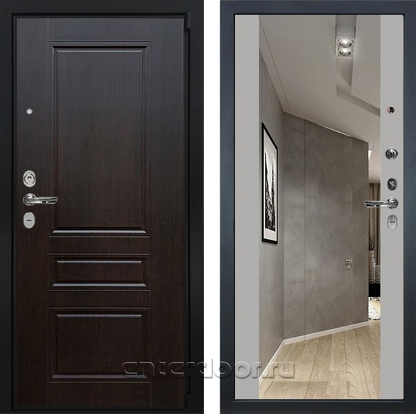 Входная металлическая дверь Лекс Бристоль с зеркалом №116 (Венге / Грей софт)