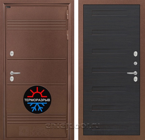 Уличная металлическая дверь Лабиринт Термо Лайт 14 (Антик медный / Эковенге)