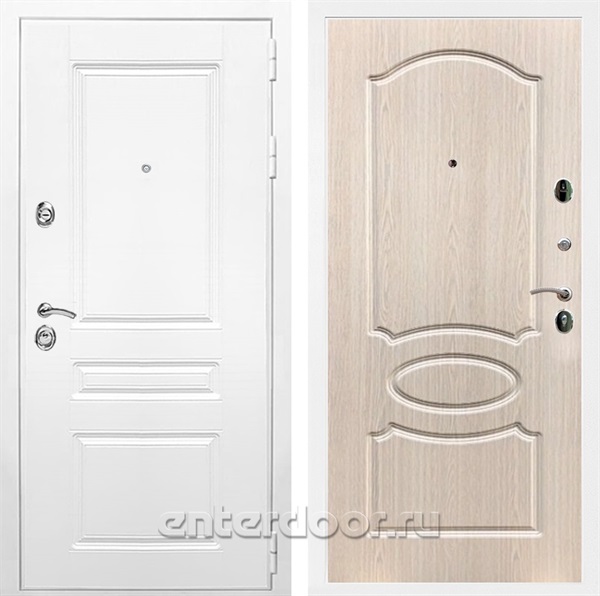 Входная металлическая дверь Армада Премиум Н ФЛ-128 (Белый / Беленый дуб)