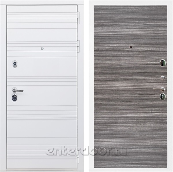 Входная дверь Армада Италия Гладкая (Белый матовый / Сандал серый) - фото 85066