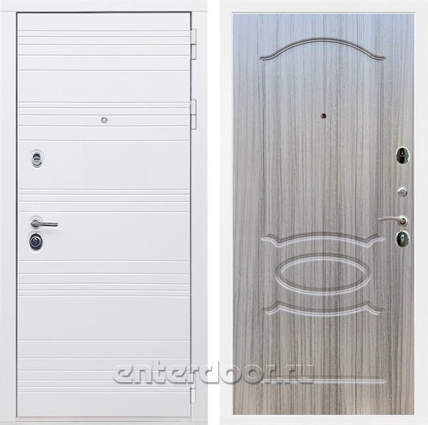 Входная дверь Армада Италия ФЛ-128 (Белый матовый / Сандал серый) - фото 85646