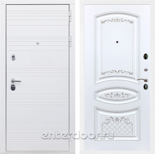 Входная дверь Армада Италия ФЛ-316 (Белый матовый / Белый патина Серебро) - фото 85922