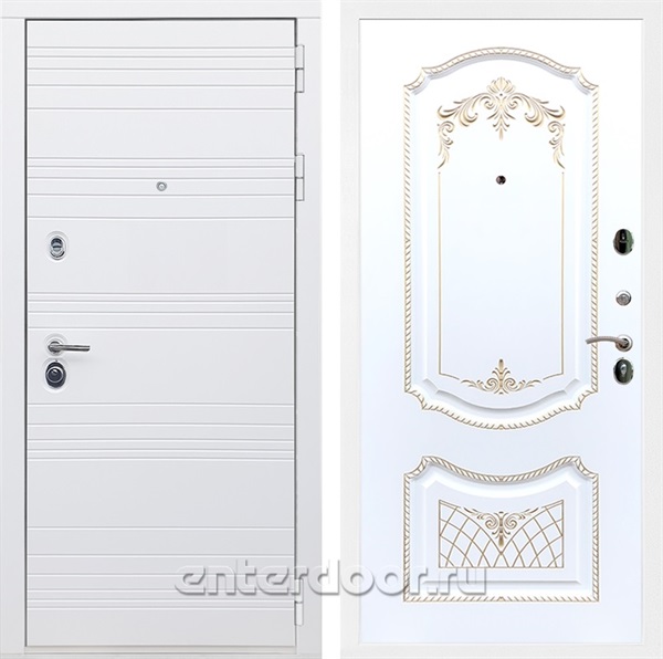 Входная дверь Армада Италия ФЛ-317 (Белый матовый / Белый патина Золото) - фото 85932