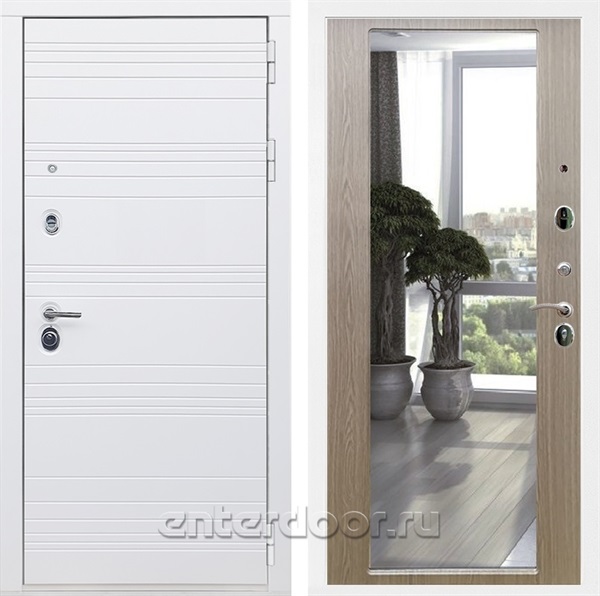 Входная дверь Армада Италия с зеркалом 2XL (Белый матовый / Беленый дуб) - фото 85961