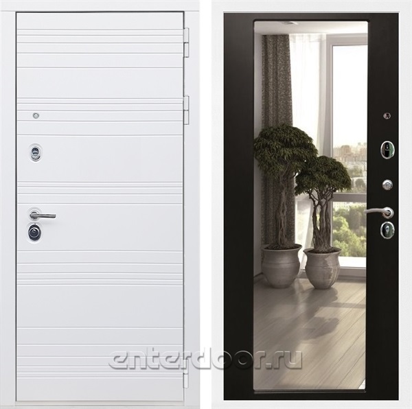 Входная дверь Армада Италия с зеркалом 2XL (Белый матовый / Венге) - фото 85971