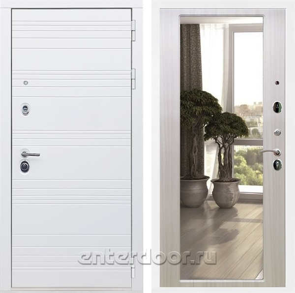 Входная дверь Армада Италия с зеркалом 2XL (Белый матовый / Сандал белый) - фото 85979