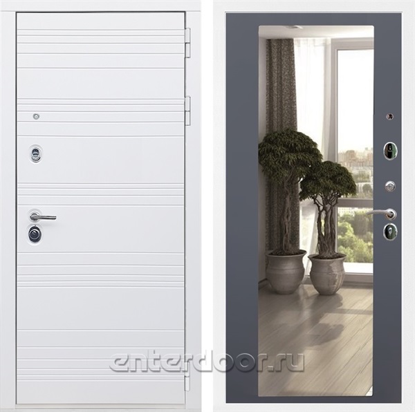 Входная дверь Армада Италия с зеркалом 2XL (Белый матовый / Графит софт) - фото 85988