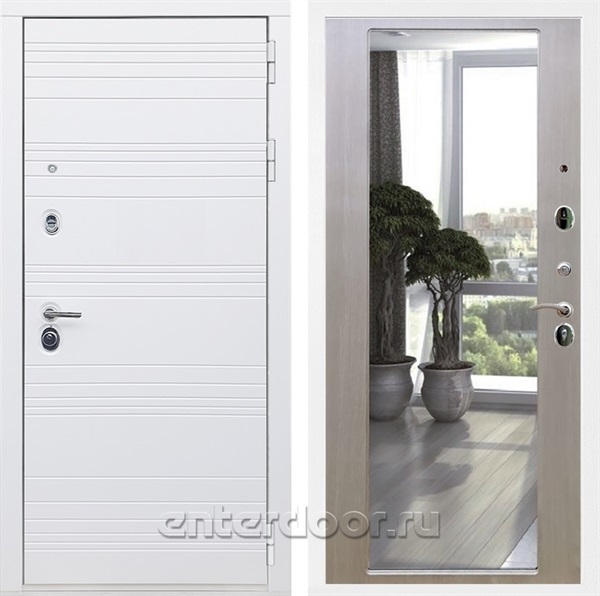 Входная дверь Армада Италия с зеркалом 2XL (Белый матовый / Лиственница беж) - фото 85995