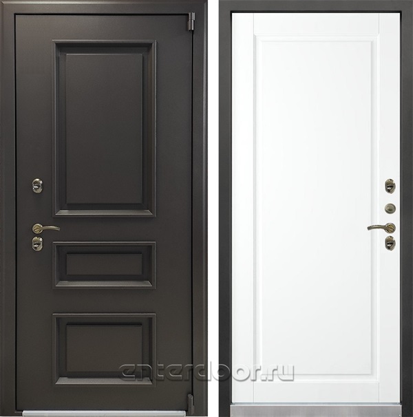 Уличная входная дверь с терморазрывом Лекс Термо Айсберг №120 (Муар коричневый / Эмаль Белая)