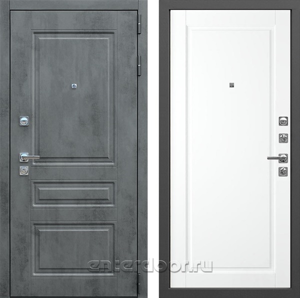 Входная дверь Соната №120 (Бетон темный / Эмаль Белая) - фото 87750