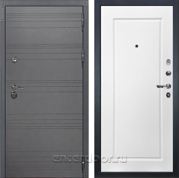 Входная металлическая дверь Лекс Сенатор 3К №118 (Софт графит / Белая шагрень)
