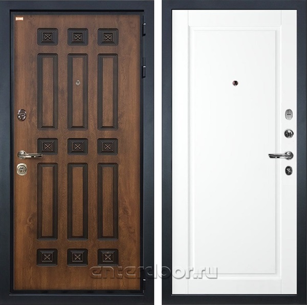 Входная металлическая дверь Лекс Гладиатор 3К №120 (Винорит Голден патина / Эмаль Белая)