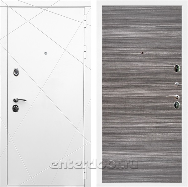 Входная дверь Армада Лофт Гладкая (Белый матовый / Сандал серый) - фото 91130