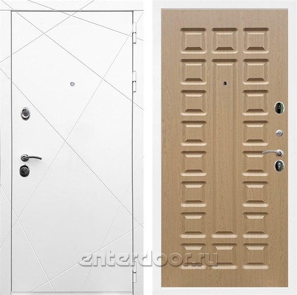 Входная дверь Армада Лофт ФЛ-183 (Белый матовый / Дуб светлый) - фото 91277