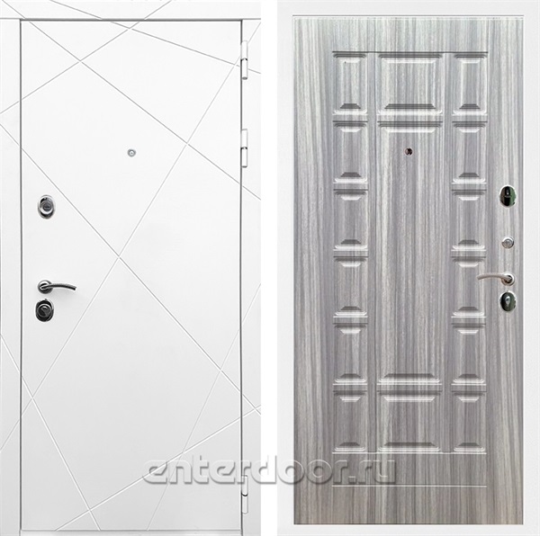 Входная дверь Армада Лофт ФЛ-244 (Белый матовый / Сандал серый) - фото 91402