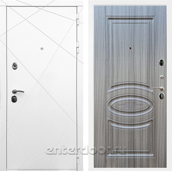 Входная дверь Армада Лофт ФЛ-181 (Белый матовый / Сандал серый) - фото 91474