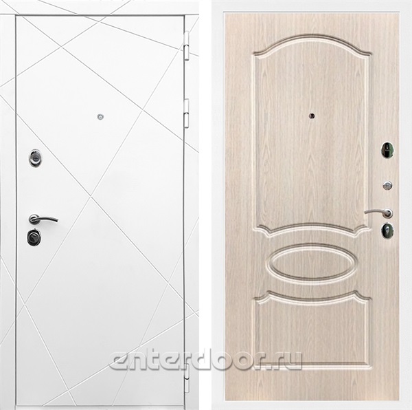 Входная дверь Армада Лофт ФЛ-128 (Белый матовый / Беленый дуб) - фото 91682
