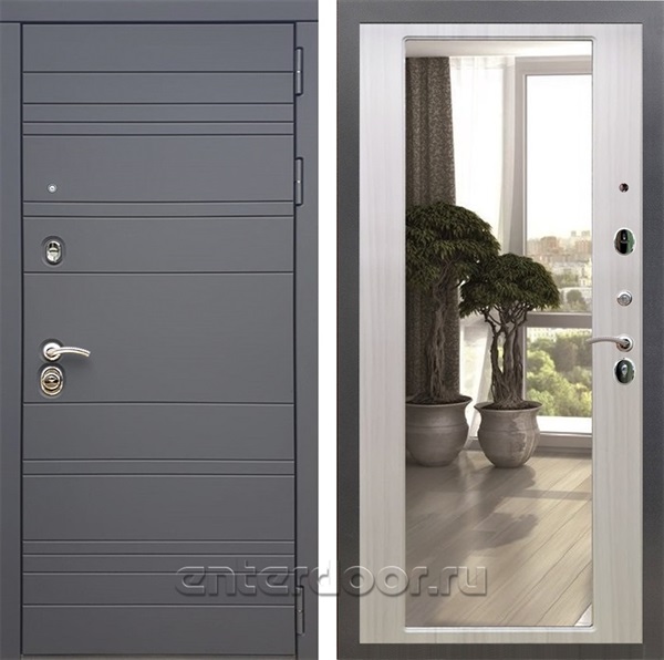 Входная дверь Армада Италия с зеркалом 2XL (Графит софт / Сандал белый) - фото 92075