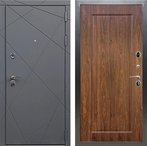 Входная дверь Лофт ФЛ-119 (Графит софт / Орех темный) для установки в квартиру 23575