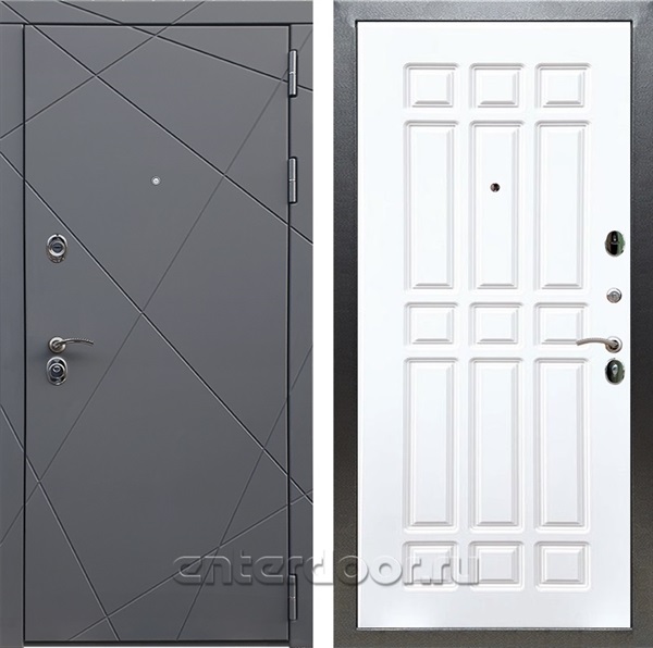 Входная дверь Армада Лофт ФЛ-33 (Графит софт / Белый матовый) - фото 94719