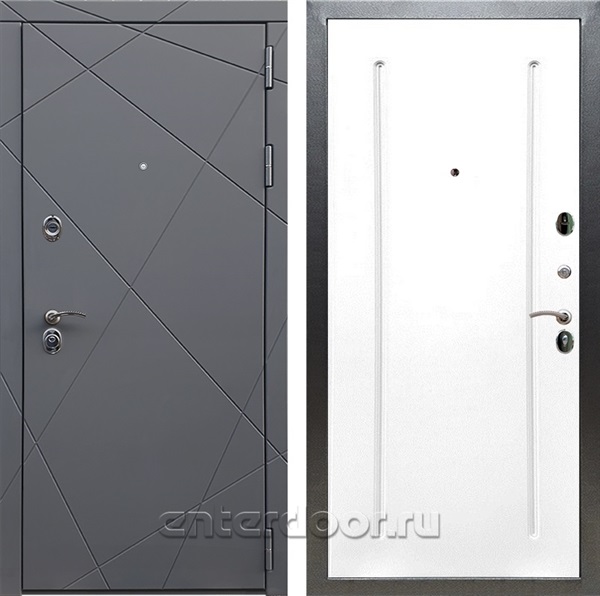 Входная дверь Армада Лофт ФЛ-68 (Графит софт / Белый матовый) - фото 94821