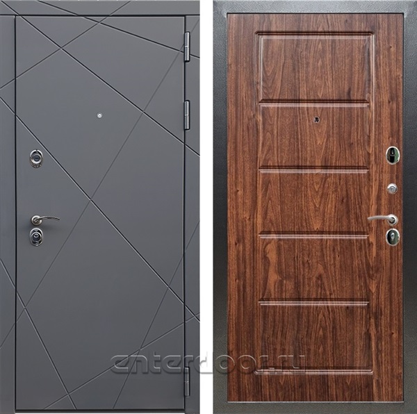 Входная дверь Армада Лофт ФЛ-39 (Графит софт / Орех темный) - фото 95005