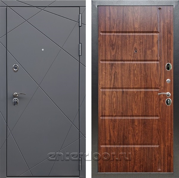 Входная дверь Армада Лофт ФЛ-102 (Графит софт / Орех темный) - фото 95057
