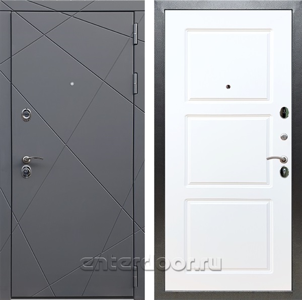 Входная дверь Армада Лофт ФЛ-3 (Графит софт / Белый матовый) - фото 95129